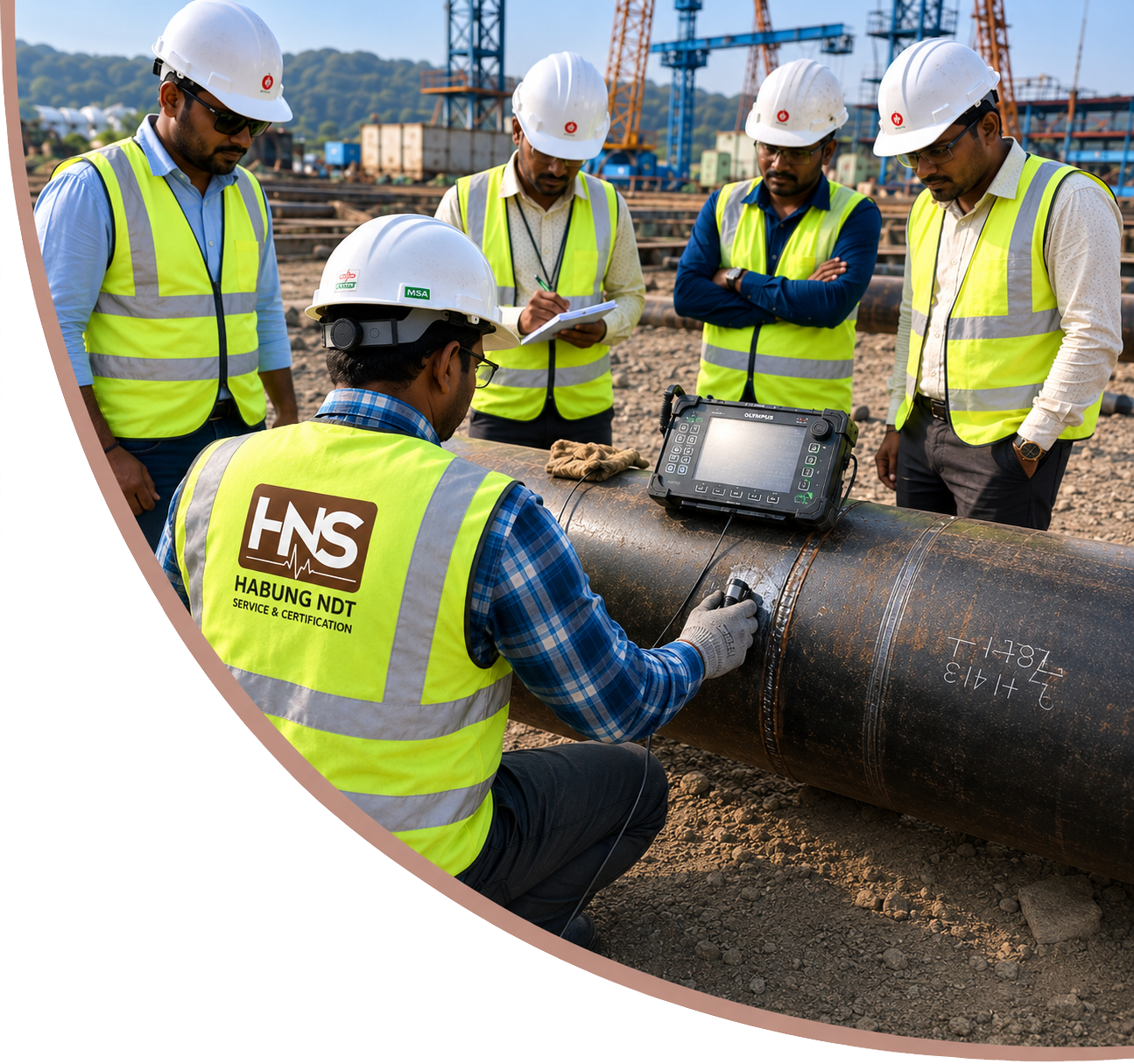 Site team briefing before an inspection
